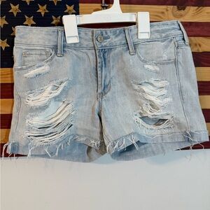 Abercrombie & Fitch Ripped Light Blue Jean Shorts